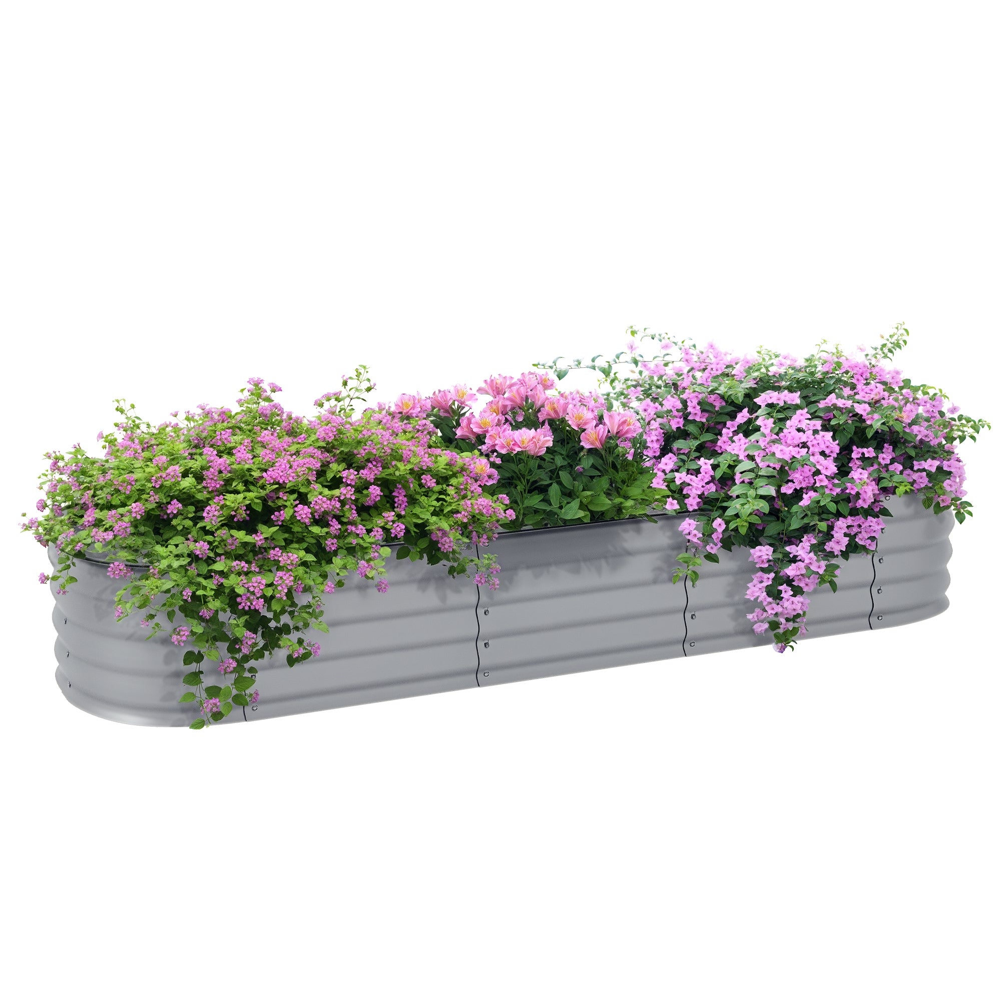 Metal Raised Bed, Planter Box, Vegetable Bed, DIY Planter with Open Bottom, Herb Bed for Garden, Balcony, Silver 195 x 62 x 30 cm
