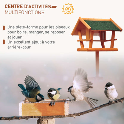Wild Bird Feeding Station on Stand Birdhouse with Tray Bird Station Wood for Outdoor 150cm
