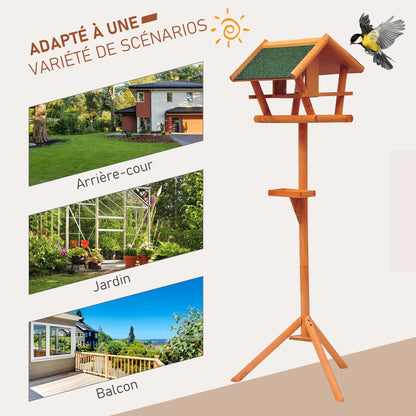 Wild Bird Feeding Station on Stand Birdhouse with Tray Bird Station Wood for Outdoor 150cm