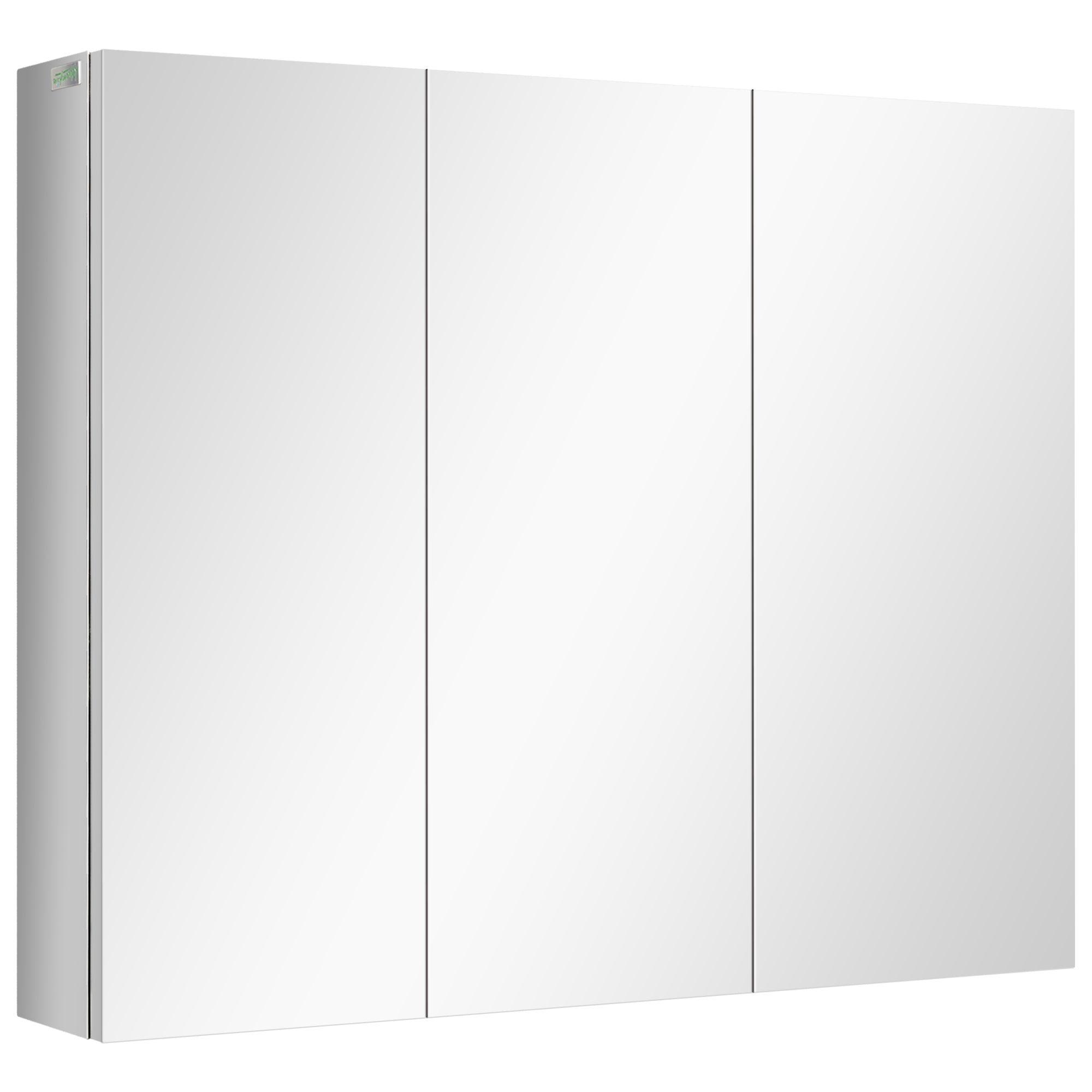 Mirrored Cabinet, Bathroom Cabinet with 3 Glass Doors, Hanging Cabinet, Storage Cabinet with 5 Shelves, Bathroom Cabinet, Wall Cabinet, Stainless Steel, Silver, 70 x 12 x 55 cm