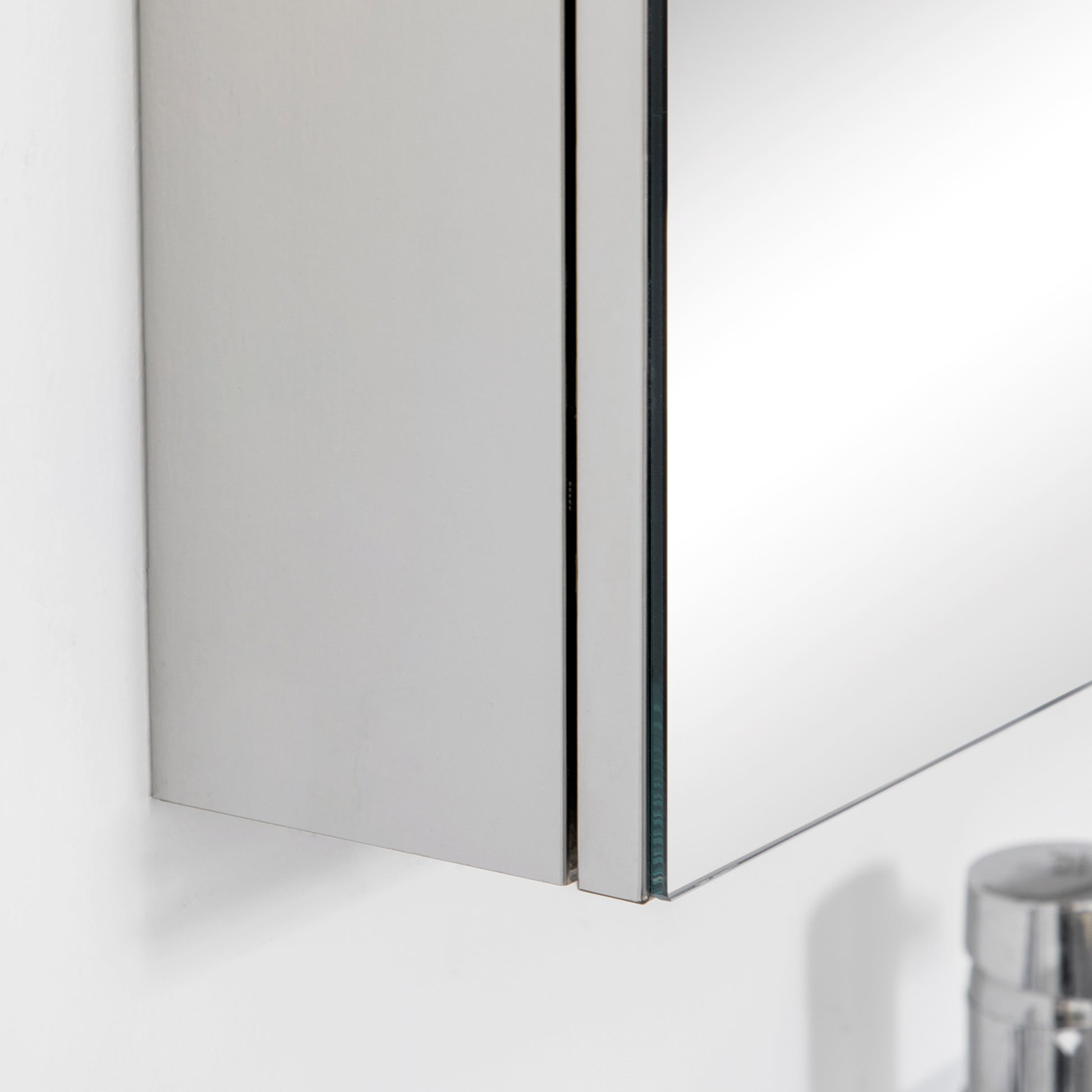 Mirrored Cabinet, Bathroom Cabinet with 3 Glass Doors, Hanging Cabinet, Storage Cabinet with 5 Shelves, Bathroom Cabinet, Wall Cabinet, Stainless Steel, Silver, 70 x 12 x 55 cm
