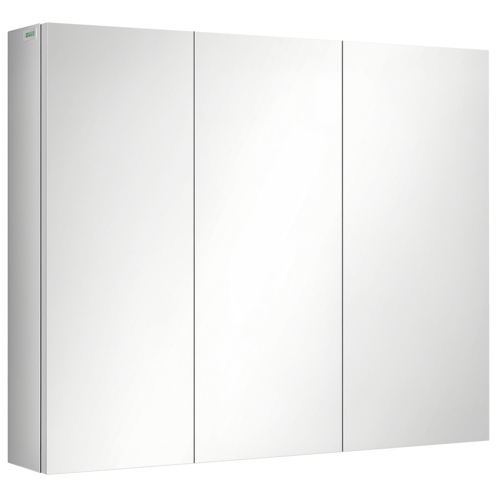 Mirrored Cabinet, Bathroom Cabinet with 3 Glass Doors, Hanging Cabinet, Storage Cabinet with 5 Shelves, Bathroom Cabinet, Wall Cabinet, Stainless Steel, Silver, 70 x 12 x 55 cm