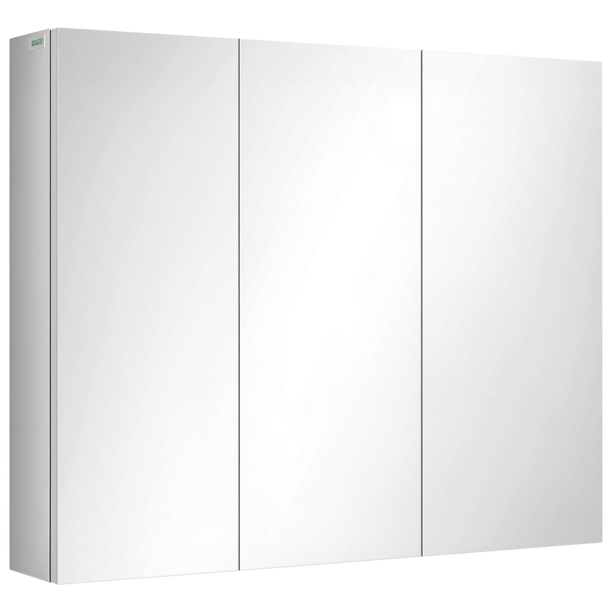 Mirrored Cabinet, Bathroom Cabinet with 3 Glass Doors, Hanging Cabinet, Storage Cabinet with 5 Shelves, Bathroom Cabinet, Wall Cabinet, Stainless Steel, Silver, 70 x 12 x 55 cm