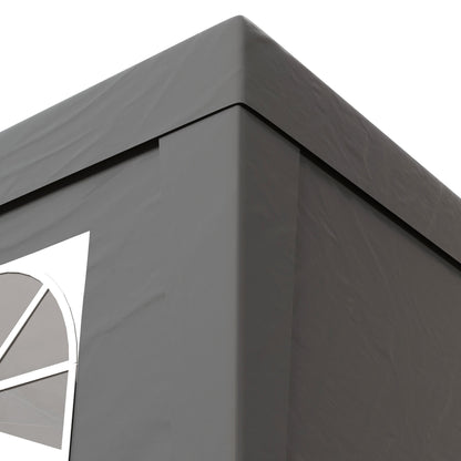 Folding Pop-up Garden Gazebo 2 x 2 m Adjustable Height Event Canopy 3 Levels Anti-UV 30+ 3 Side Walls with 4 Sandbags and 1 Carrying Bag Oxford Fabric Gray Steel