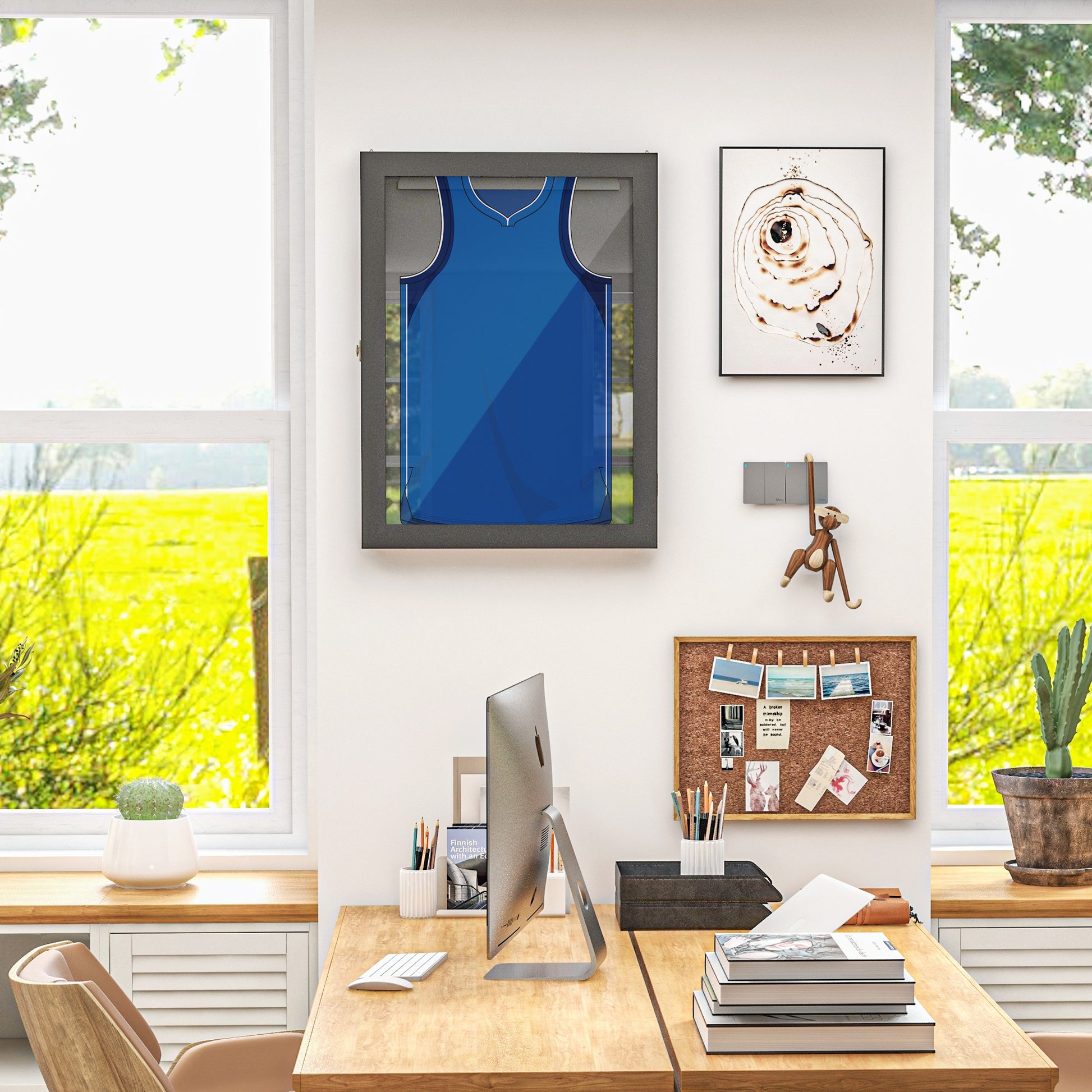 Frame box T-frame jersey frame acrylic door internal felt lining 60 x 6.5 x 80 cm black