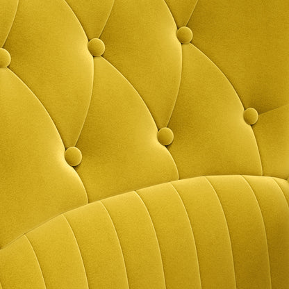 Single Armchair for Bedroom Living Room Upholstered in Velvet with High Backrest Armrests and Steel Legs Modern Style 68x72x103 cm Yellow