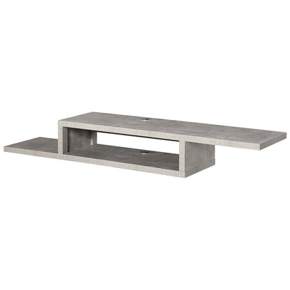 Floating Wall-Mounted TV Stand TV Stand - Floating Wall Shelf - Niche, Cable Holes - Gray