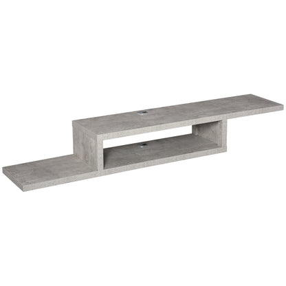 Floating Wall-Mounted TV Stand TV Stand - Floating Wall Shelf - Niche, Cable Holes - Gray