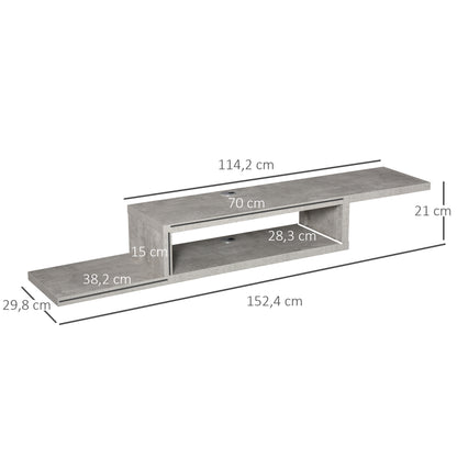 Floating Wall-Mounted TV Stand TV Stand - Floating Wall Shelf - Niche, Cable Holes - Gray
