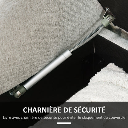 Storage Bench, End of Bed, Linen-Look Storage Chest with Wooden Legs, 146.5 x 49 x 72 cm, Gray