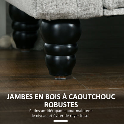 Storage Bench, End of Bed, Linen-Look Storage Chest with Wooden Legs, 146.5 x 49 x 72 cm, Gray