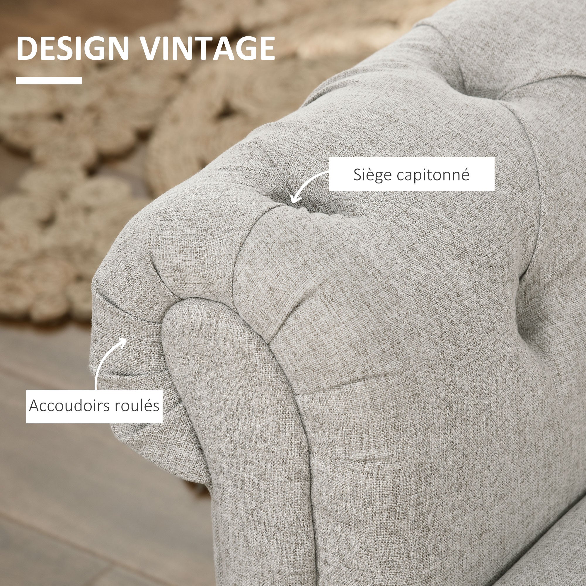 Storage Bench, End of Bed, Linen-Look Storage Chest with Wooden Legs, 146.5 x 49 x 72 cm, Gray