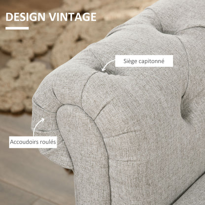 Storage Bench, End of Bed, Linen-Look Storage Chest with Wooden Legs, 146.5 x 49 x 72 cm, Gray