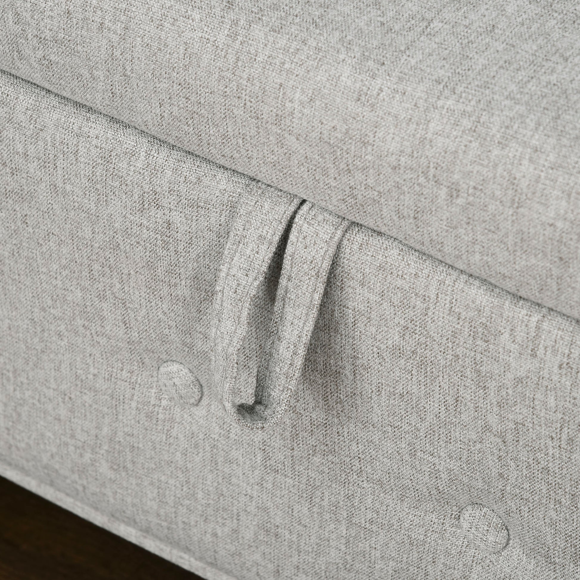 Storage Bench, End of Bed, Linen-Look Storage Chest with Wooden Legs, 146.5 x 49 x 72 cm, Gray