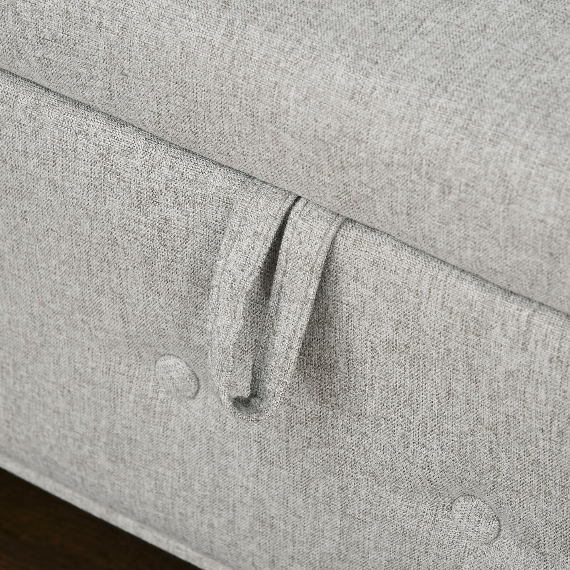 Storage Bench, End of Bed, Linen-Look Storage Chest with Wooden Legs, 146.5 x 49 x 72 cm, Gray
