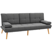 Sleeper Sofa, 3-Seater Sofa Bed with Folding Table, Cup Holder, Sofa Bed with Linen Look, in Scandinavian Design, Up to 250 kg Load Capacity, for Living Room, Dark Gray