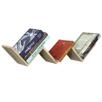 Floating Wall Shelves - contemporary V design - mounting kit included - light oak particle board panels