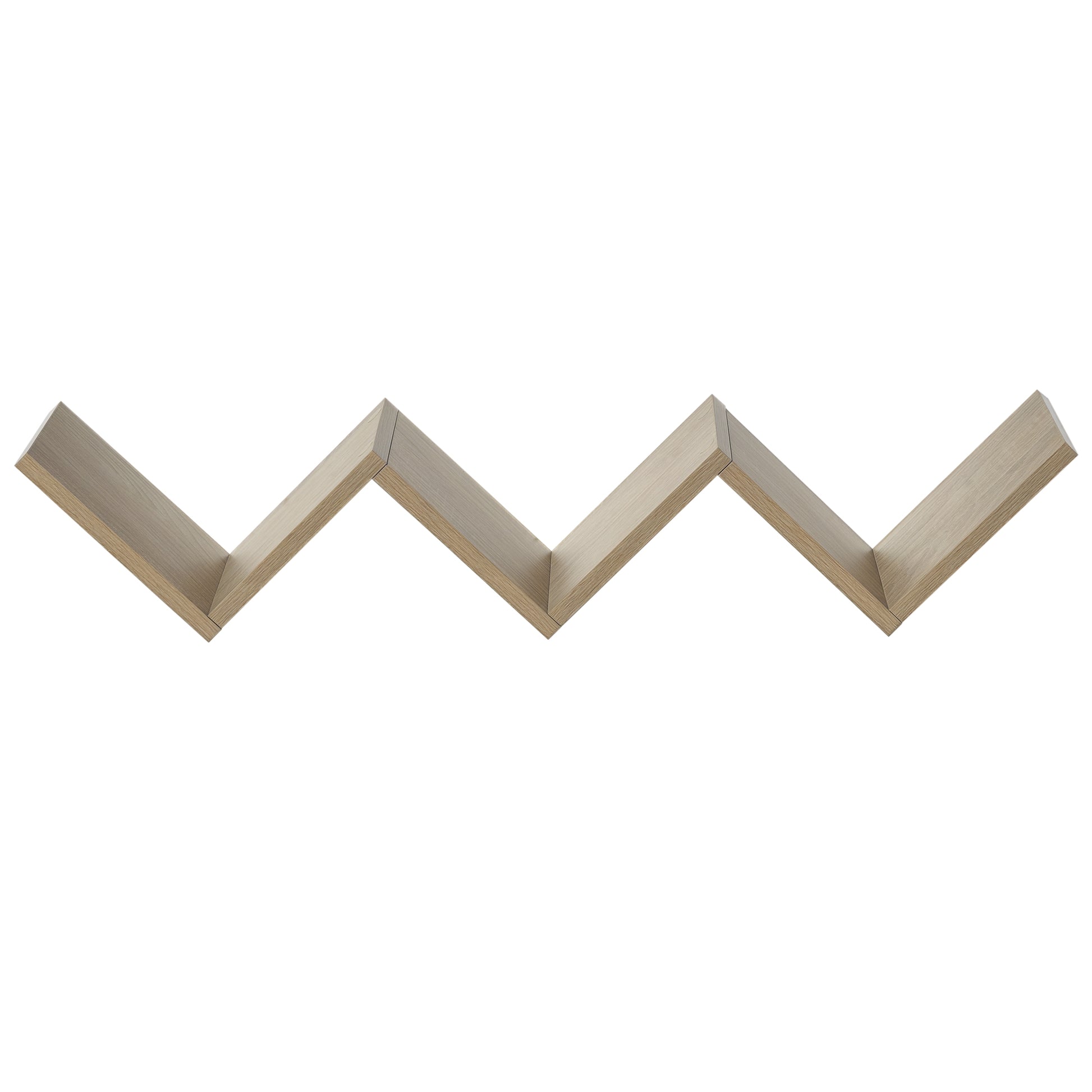 Floating Wall Shelves - contemporary V design - mounting kit included - light oak particle board panels