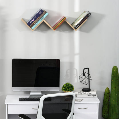 Floating Wall Shelves - contemporary V design - mounting kit included - light oak particle board panels