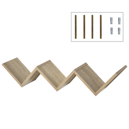Floating Wall Shelves - contemporary V design - mounting kit included - light oak particle board panels