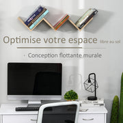Floating Wall Shelves - contemporary V design - mounting kit included - light oak particle board panels