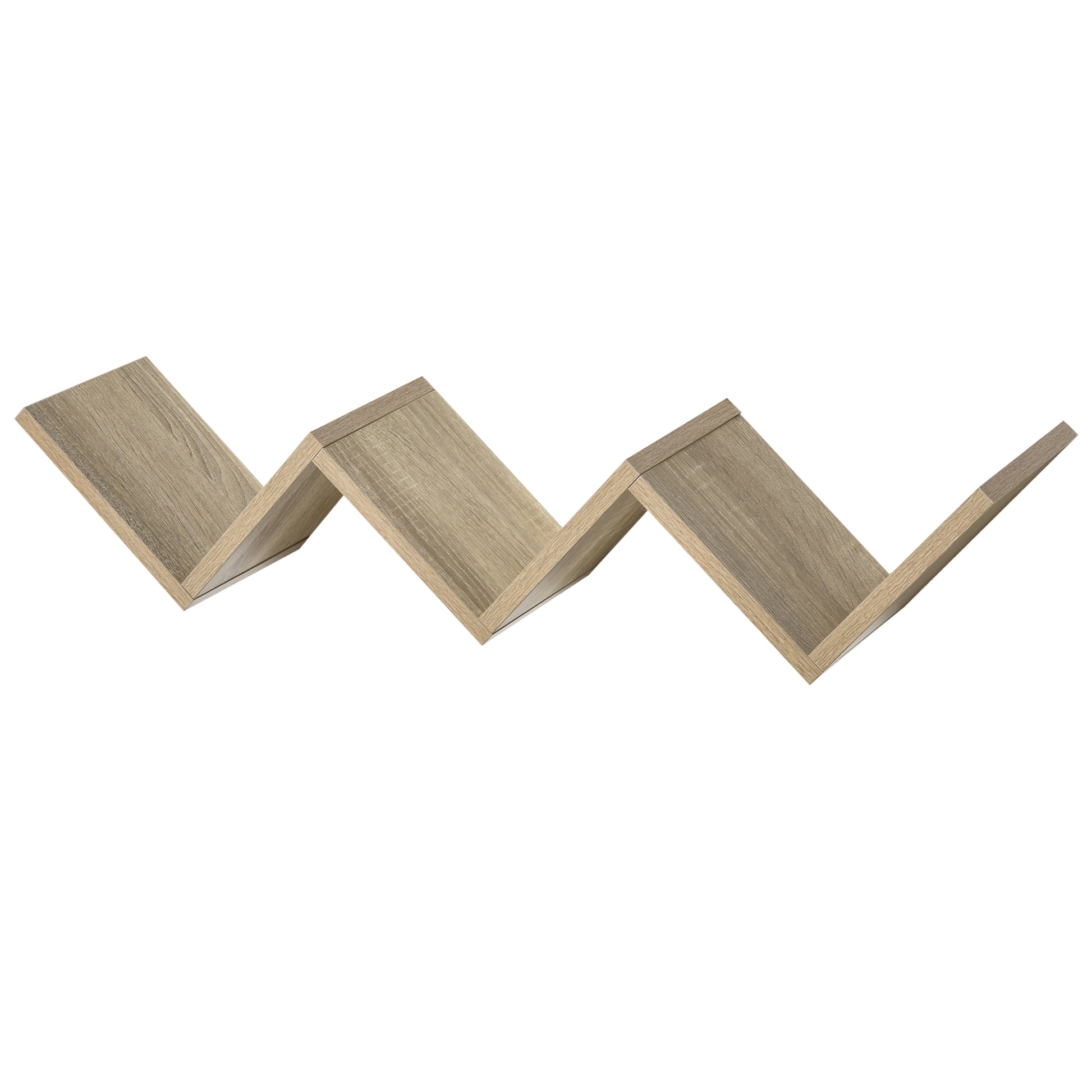 Floating Wall Shelves - contemporary V design - mounting kit included - light oak particle board panels