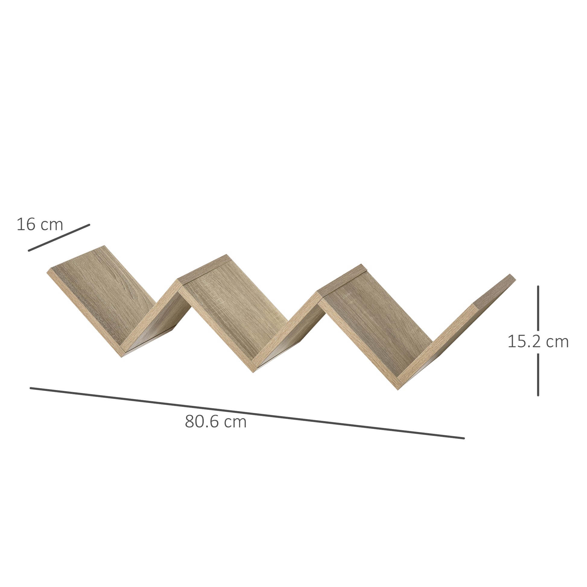 Floating Wall Shelves - contemporary V design - mounting kit included - light oak particle board panels