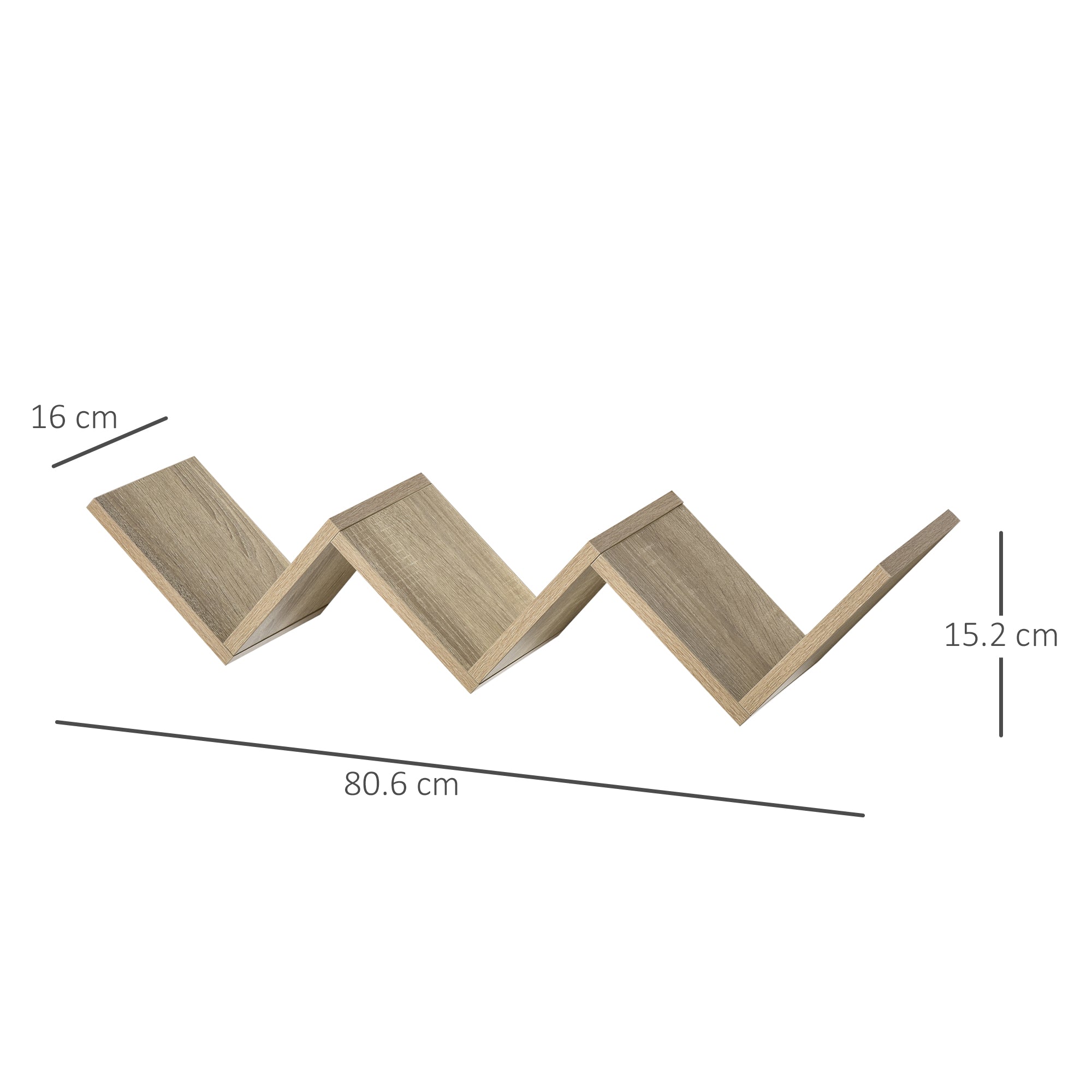 Floating Wall Shelves - contemporary V design - mounting kit included - light oak particle board panels