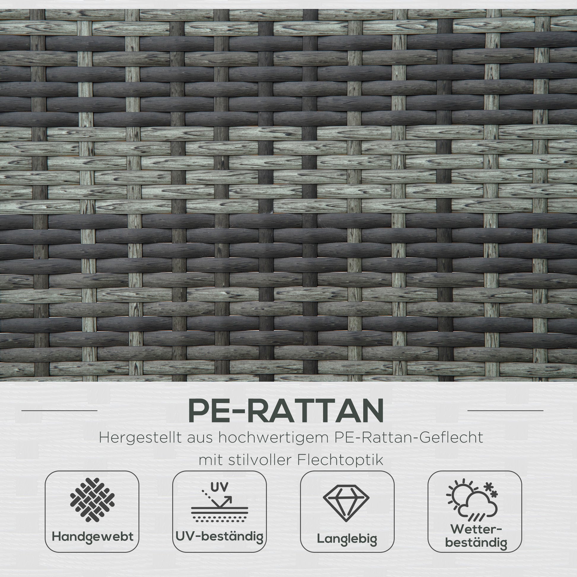 Poly Rattan Double Lounger Sun Lounger Garden Lounger for 2 Persons Relax Lounger Luxury Lounge 5-level Backrest Metal PE Rattan Grey 196 x 120 x 28 cm