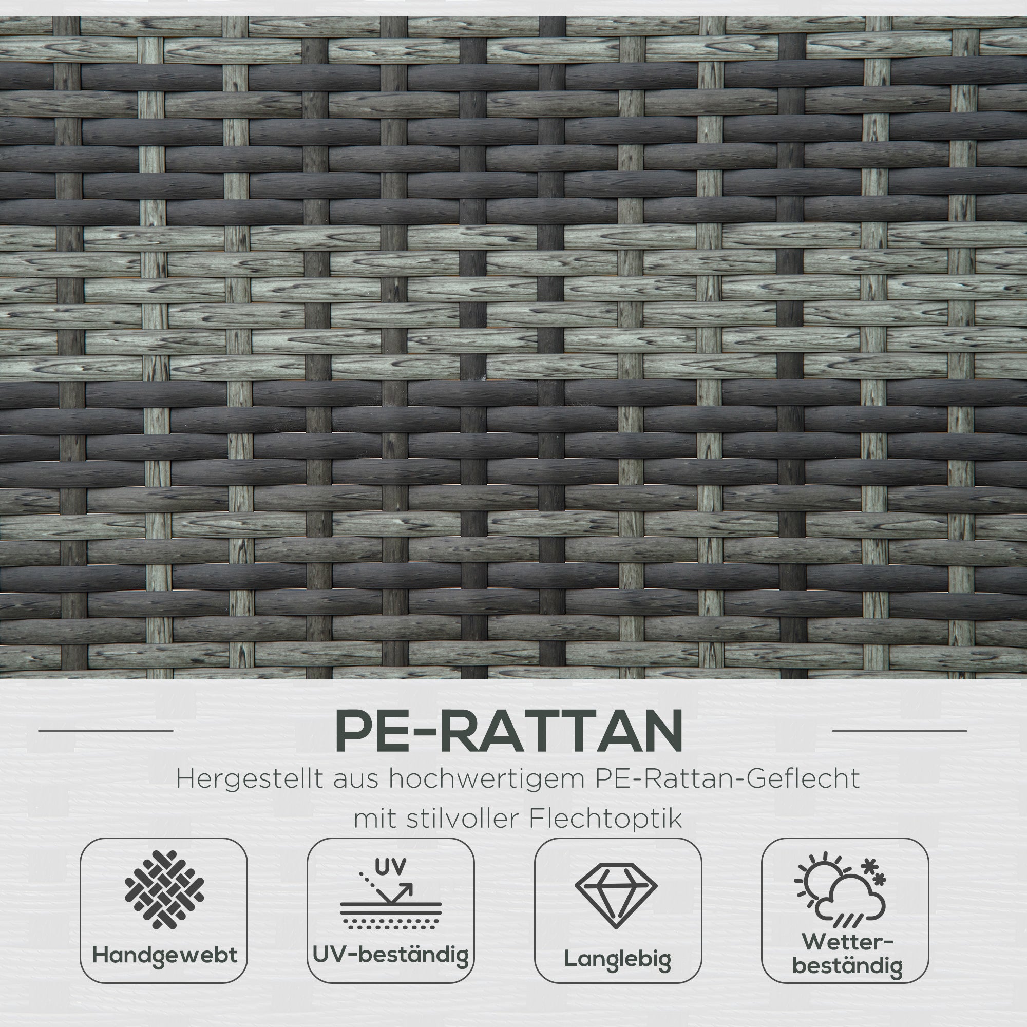 Poly Rattan Double Lounger Sun Lounger Garden Lounger for 2 Persons Relax Lounger Luxury Lounge 5-level Backrest Metal PE Rattan Grey 196 x 120 x 28 cm