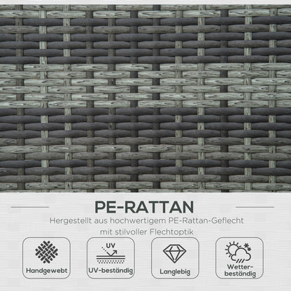 Poly Rattan Double Lounger Sun Lounger Garden Lounger for 2 Persons Relax Lounger Luxury Lounge 5-level Backrest Metal PE Rattan Grey 196 x 120 x 28 cm