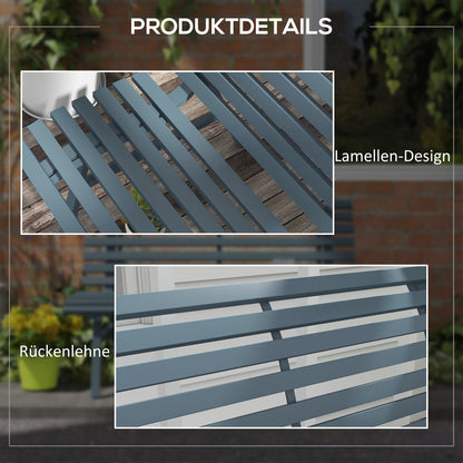 2-Seater Aluminum Garden Bench, Weatherproof Bench, UV Resistant Garden Furniture with Slatted Design, Park Bench 240kg Load Capacity, Balcony Bench for Balcony Terrace, Garden, 123x67x79cm, Blue