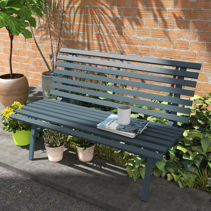 2-Seater Aluminum Garden Bench, Weatherproof Bench, UV Resistant Garden Furniture with Slatted Design, Park Bench 240kg Load Capacity, Balcony Bench for Balcony Terrace, Garden, 123x67x79cm, Blue