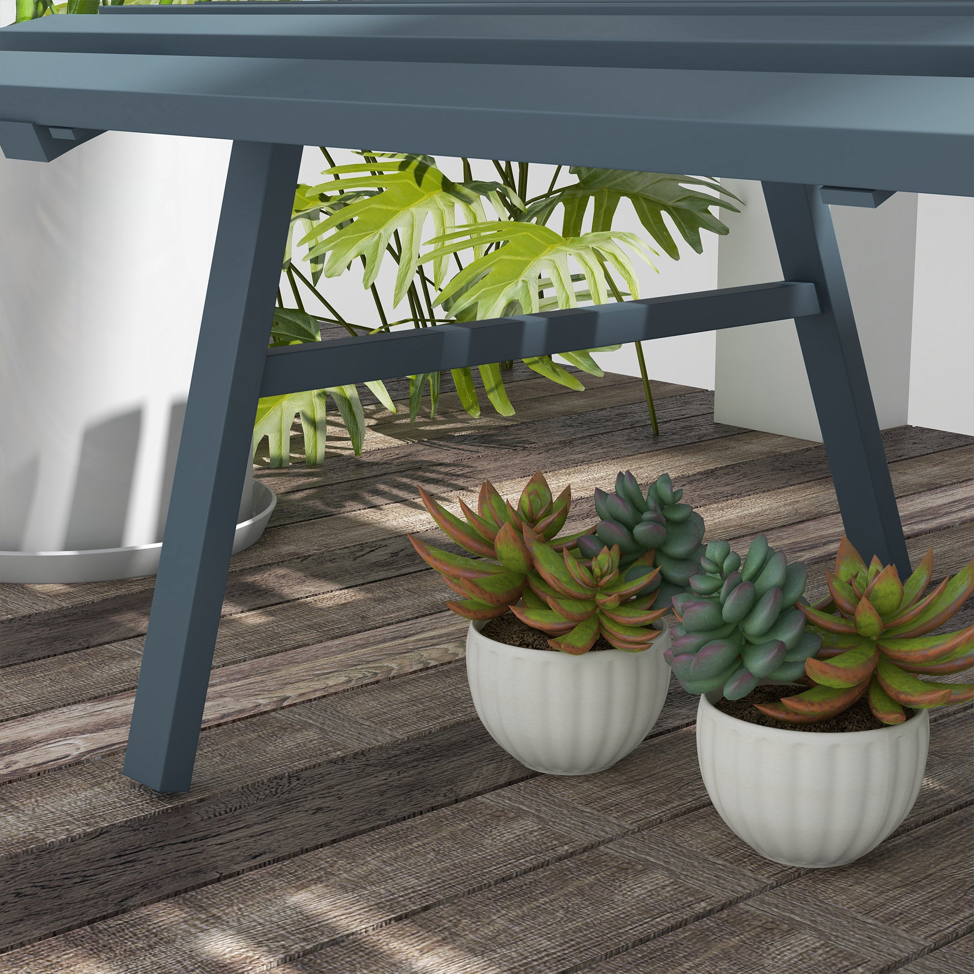 2-Seater Aluminum Garden Bench, Weatherproof Bench, UV Resistant Garden Furniture with Slatted Design, Park Bench 240kg Load Capacity, Balcony Bench for Balcony Terrace, Garden, 123x67x79cm, Blue