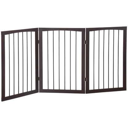 3-Panel Foldable Safety Barrier 160x76 cm Dark Brown Pet Protection Gate for Small Dogs for Doors Stairs Hallways