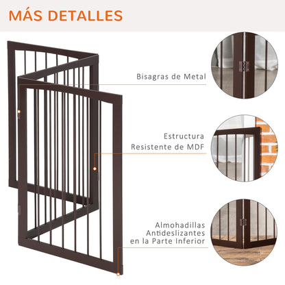 3-Panel Foldable Safety Barrier 160x76 cm Dark Brown Pet Protection Gate for Small Dogs for Doors Stairs Hallways