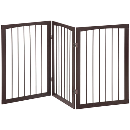 3-Panel Foldable Safety Barrier 160x76 cm Dark Brown Pet Protection Gate for Small Dogs for Doors Stairs Hallways
