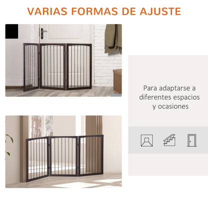 3-Panel Foldable Safety Barrier 160x76 cm Dark Brown Pet Protection Gate for Small Dogs for Doors Stairs Hallways