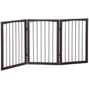 3-Panel Foldable Safety Barrier 160x76 cm Dark Brown Pet Protection Gate for Small Dogs for Doors Stairs Hallways