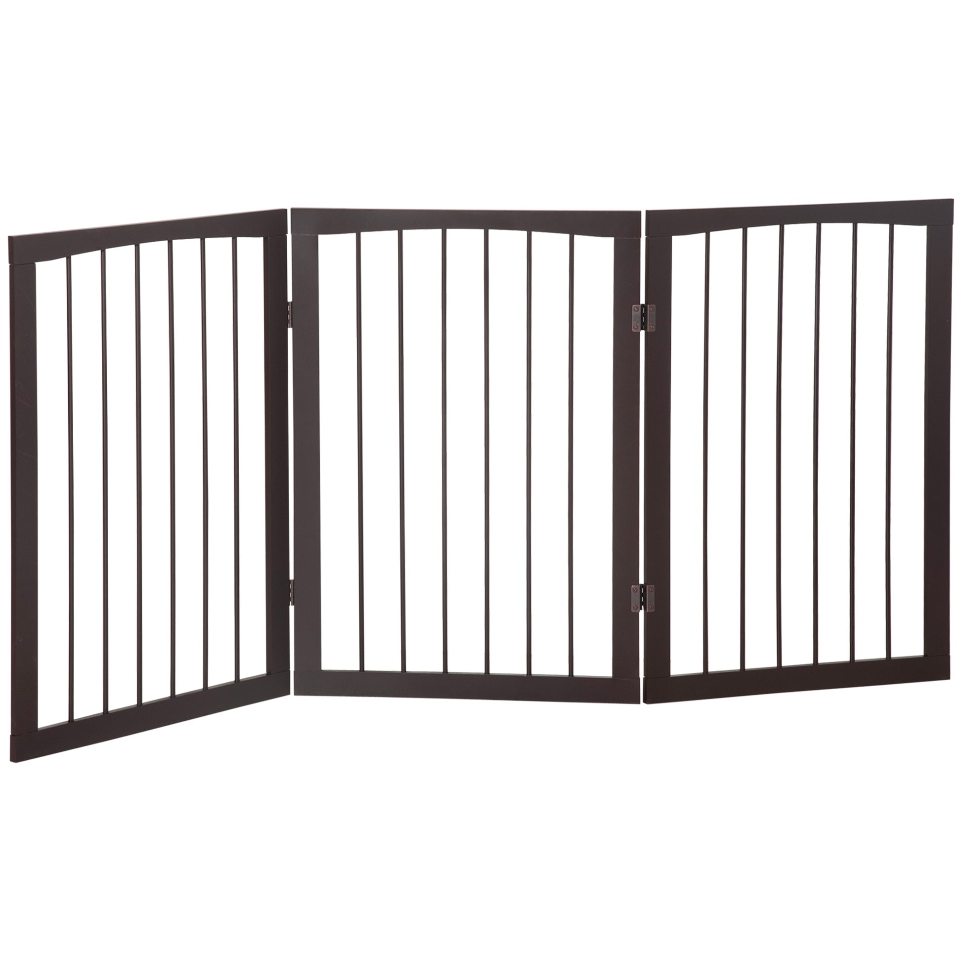 3-Panel Foldable Safety Barrier 160x76 cm Dark Brown Pet Protection Gate for Small Dogs for Doors Stairs Hallways