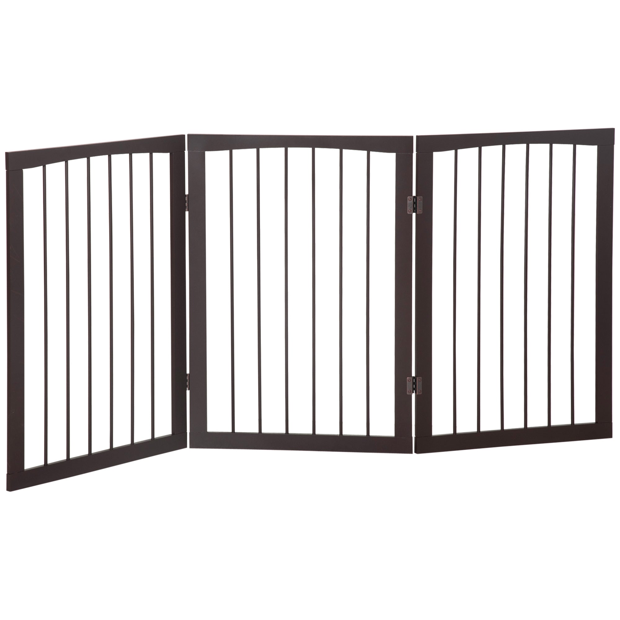 3-Panel Foldable Safety Barrier 160x76 cm Dark Brown Pet Protection Gate for Small Dogs for Doors Stairs Hallways