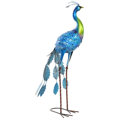 Metal Garden Peacock Statue, outdoor garden decoration, weather-resistant, for gardens, porches, terraces, 83H cm, multicolored