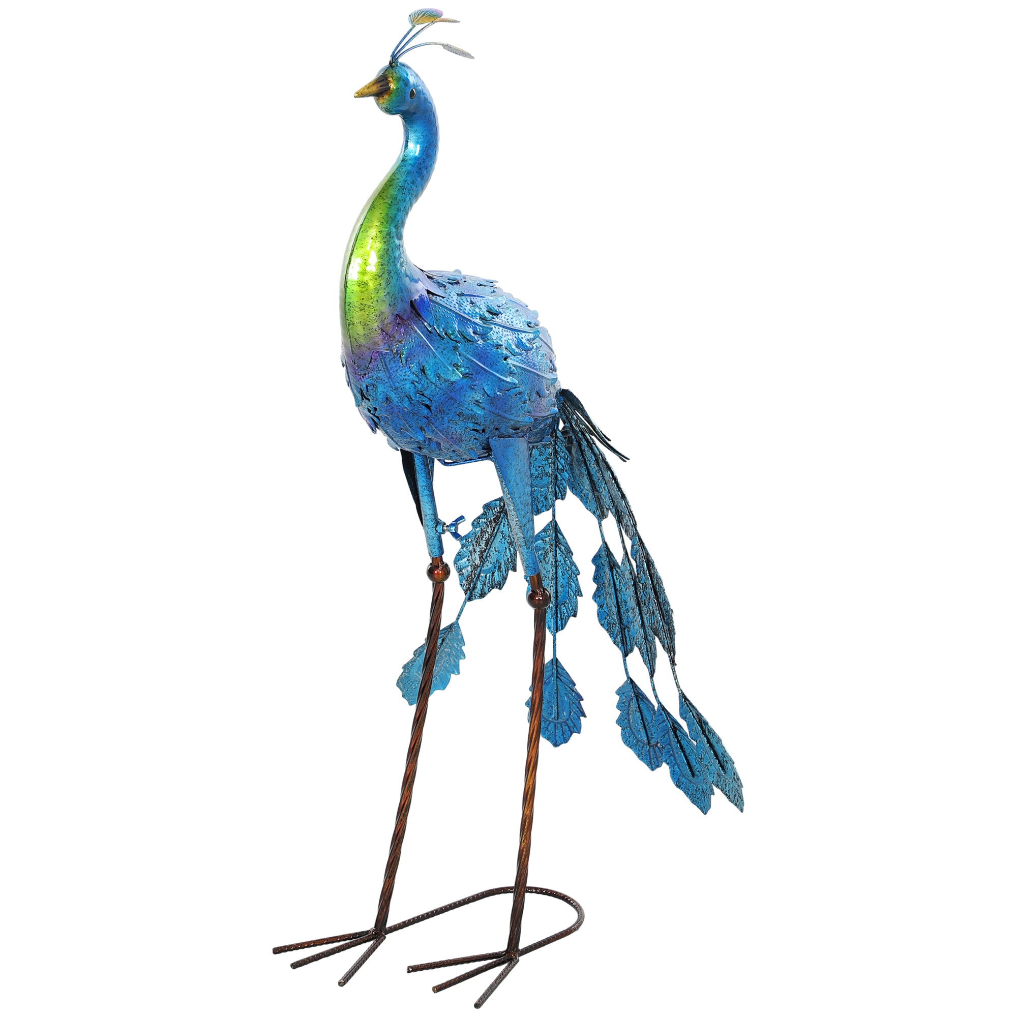 Metal Garden Peacock Statue, outdoor garden decoration, weather-resistant, for gardens, porches, terraces, 83H cm, multicolored