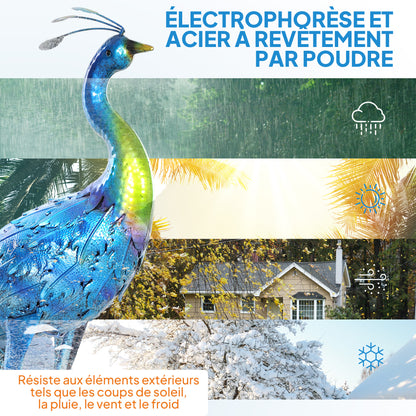 Metal Garden Peacock Statue, outdoor garden decoration, weather-resistant, for gardens, porches, terraces, 83H cm, multicolored