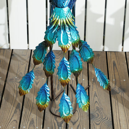 Metal Garden Peacock Statue, outdoor garden decoration, weather-resistant, for gardens, porches, terraces, 83H cm, multicolored