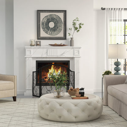 Fireplace Screen, Foldable Fire Guard with 3 Panels, Spark Protection Screen in Vintage Design for Living Room, Metal, Black 66 x 31 x 81 cm