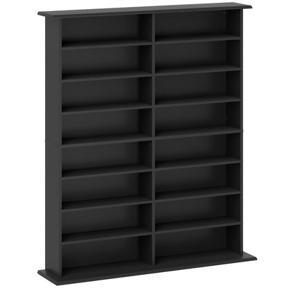 16-Shelf Modern Design Bookcase for 720 CDs, Particleboard CD Holder, 106.5x24x123.7 cm, Black