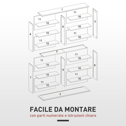 16-Shelf Modern Design Bookcase for 720 CDs, Particleboard CD Holder, 106.5x24x123.7 cm, Black