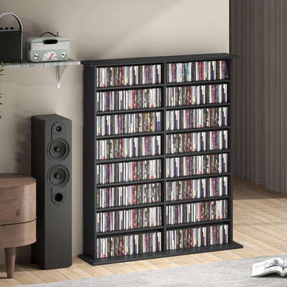 16-Shelf Modern Design Bookcase for 720 CDs, Particleboard CD Holder, 106.5x24x123.7 cm, Black