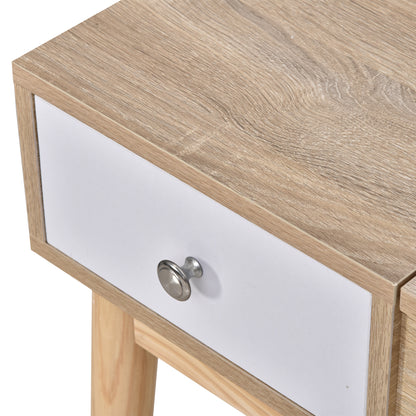 Makeup Dressing Table with Flip-Up Mirror Makeup Table with Padded Stool Soft Cushion Compartments and Drawers Solid Wood Legs 100x45x118 cm Natural Color